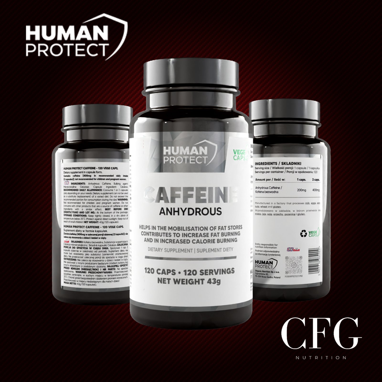 HUMAN PROTECT Caffeine Anhydrous 200mg