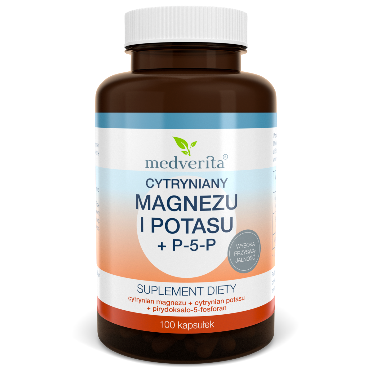 Medverita Magnez cytrynian + Potas + P-5-P - 100 kapsułek